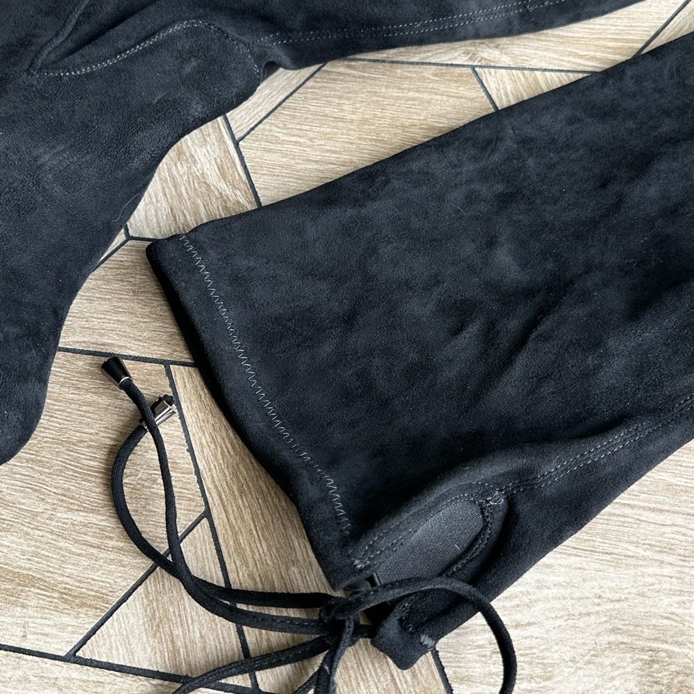 Vepose Black Suede Over-the-Knee Chunky Heels Women's Boots - Picture 11 of 13